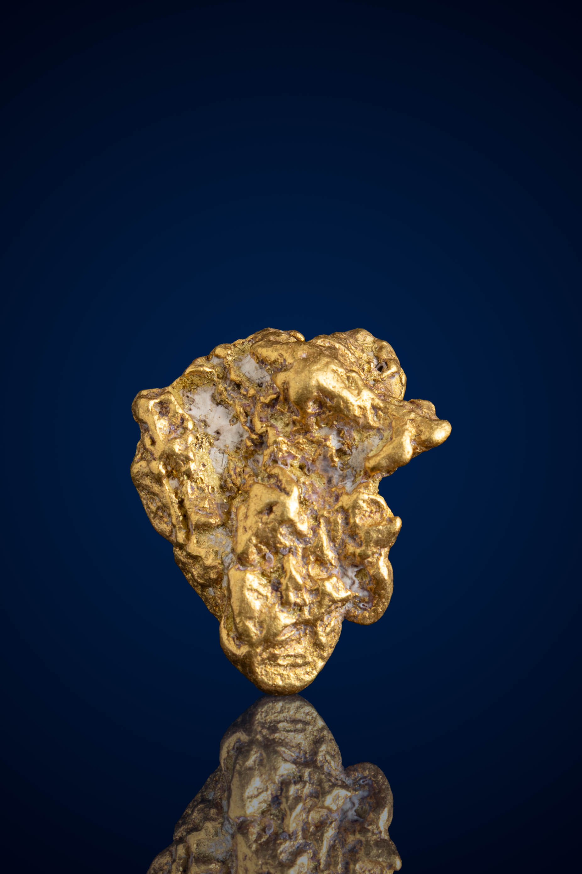 (image for) Stunning, Ridged Natural Gold Nugget with Quartz - Alaska - 7.13 grams